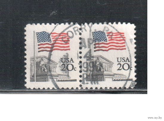 США-1981, (Мих.1522 А) , гаш., Стандарт, Флаг (одиночка), пара