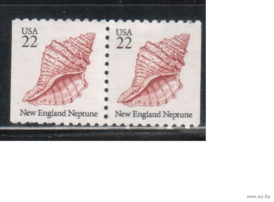 США-1985, (Мих.1743 ),  * (без клея)., Стандарт, Раковины , 2 зубцовки, пара