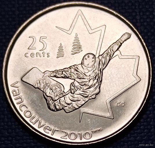 Канада 25 центов 2008 г. XXI зимние Олимпийские игры. Ванкувер 2010 - Сноуборд.
