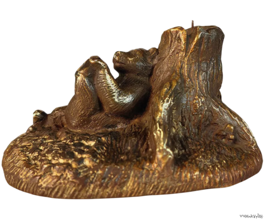 Статуэтка подсвечник Медвежонок на отдыхе Касли Бронза