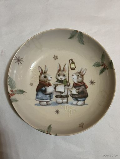 Тарелка декоративная "Рожденственский вечер" 205 мм. глубокая  ДФЗ