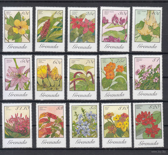 Флора. Цветы. Гренада. 1985. 15 марок. Michel N 1378, 1390, 1490, 1910 (67,5 е)