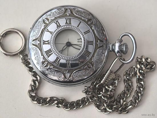 Часы механические карманные МОЛНИЯ. + цепочка. РФ . с МУЗЫКОЙ (со звукосинтезирующим устройством) часы на ходу..
