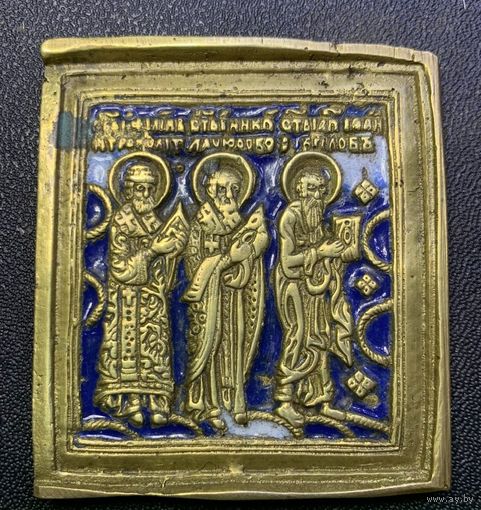Икона Створка складня Избранные Три святых XVII-XIX в