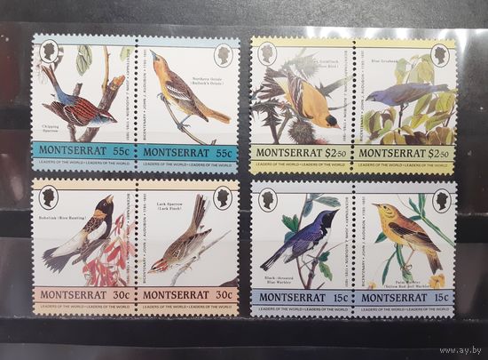 Монтсеррат. Птицы. Джон Аудубон (4 сцепки по 2 марки) (1247)