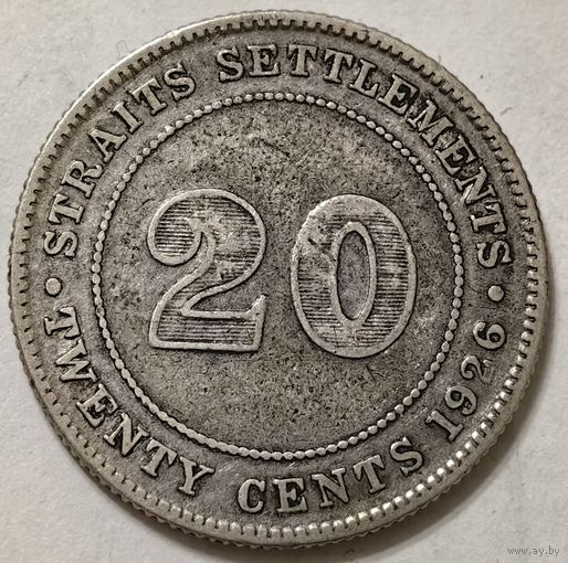 Стрейтс Сетлментс 20 центов 1926, серебро