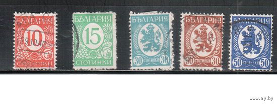 Болгария-1936, (Мих.299-303), гаш.  , Стандарт, Герб, 5 марок