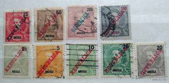 Португальская Ангола\252н\ 1911 Король Карлос . Надпечатка Республика