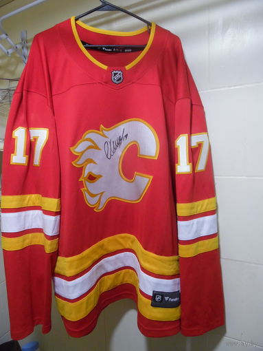 ДЖЕРСИ ЕГОРА ШАРАНГОВИЧА С АВТОГРАФОМ.КАЛГАРИ ФЛЭЙМЗ.