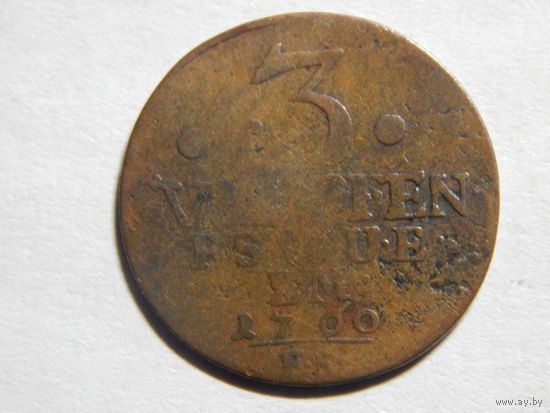 Саксония.Веймар 3 пфеннига 1760г