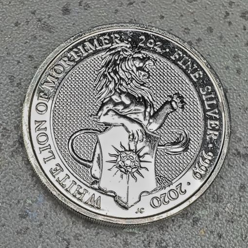 5 фунтов 2020. Белый лев Мортимера. 62,5гр.