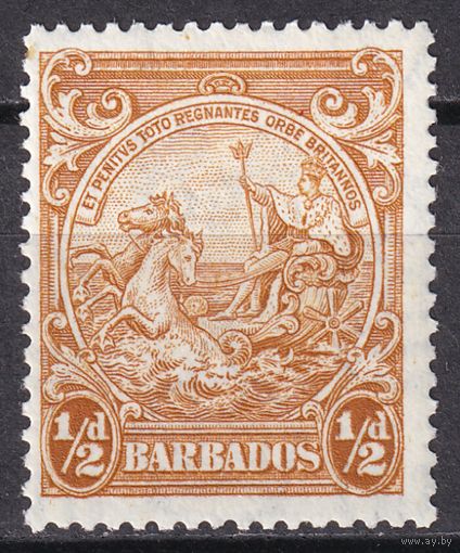 99.BrKCI. Великобритания. Колонии. Барбадос. Колониальная печать. Стандарт. 1942 г. 1/2P. Mi.#156A.