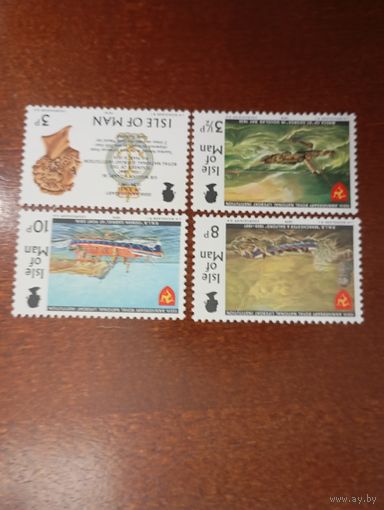 Остров Мэн 150 лет Королевскому обществу спасения жизни Mi 36-39 MNH**