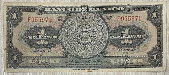 Банкнота. Мексика. 1 песо 1948 год.
