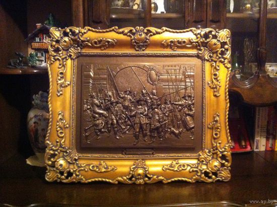 - Барельеф НОЧНОЙ ДОЗОР 52.5х45х4 см Рембрандт из серии реплики мировых шедевров