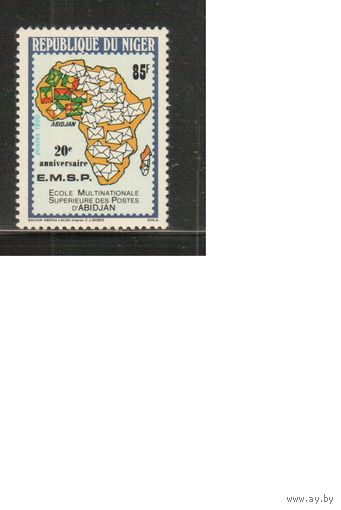 Нигер-1990 (Мих.1098) ** , Почта, Карта, Флаги (одиночка)