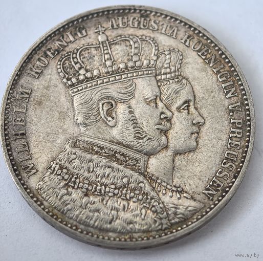 Талер коронационный 1861 год, Германия, Коронация Вильгельма I, серебро .