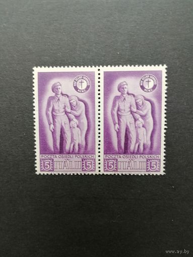 Польша 1946 Сцепка из двух марок из серии "Польский экспедиционный корпус в Италии. Армия генерала Владислава Андерса" (чистая**)