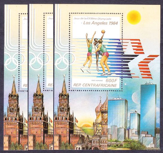 1982 Центральноафриканская Республика 858/B192x3 Олимпийские игры 1984 года в Лос-Анджелесе 16,50 евро