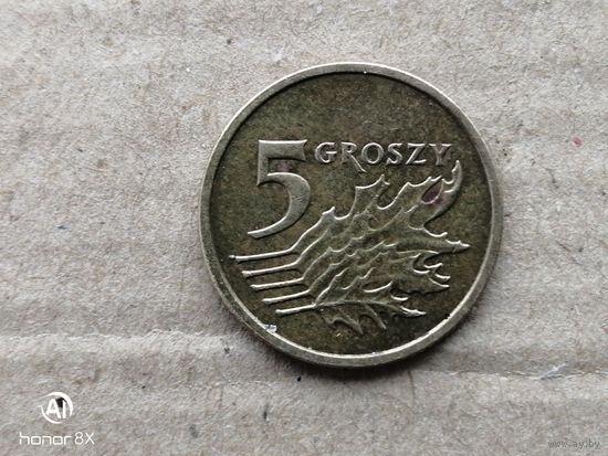 Польша 5 грошей, 2004г. (U-обм)