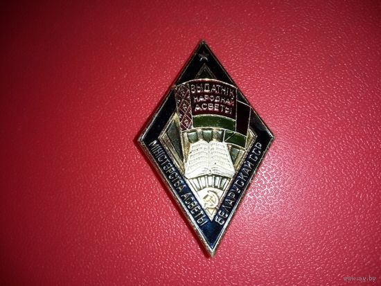 Нагрудный знак Отличник народного образования БССР.