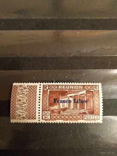 1943 французская колония Реюньон дорогая концовка чистая клей с полем разновидность абкляч архитектура (2-8)
