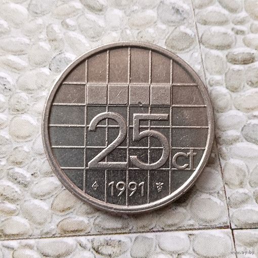 25 центов 1991 года Нидерланды. Королева Беатрис.