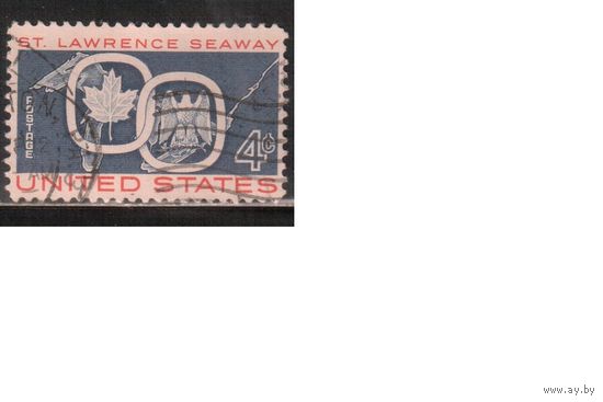 США-1959, (Мих.754) , гаш. , Карта, Символы (одиночка)
