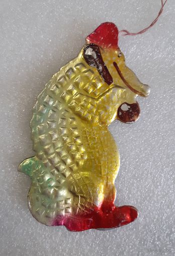Ёлочная игрушка Крокодил, картон. СССР