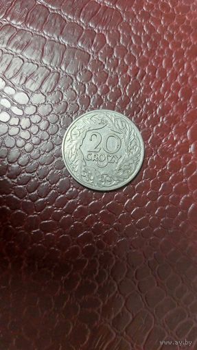Монета 20 грошей 1923г. Польша. Хорошая!