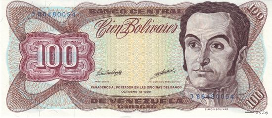 Венесуэла 100 боливаров образца 1998 года UNC p66q