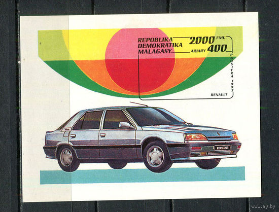 Республика Мадагаскар - 1993 - Автомобили - [Mi. bl. 206] - 1 блок. MNH.  (Лот 95Hk)-T41P47
