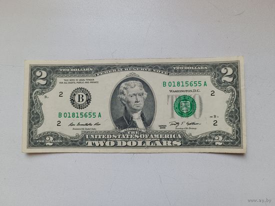2 доллара США. 2009 год. Нью-Йорк.