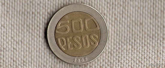 Колумбия 500 песо 2005/биметалл/дерево(Li)