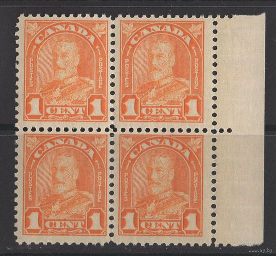 1930 Канада ** George V, кварт 4 марки (SG 288) с правым полем
