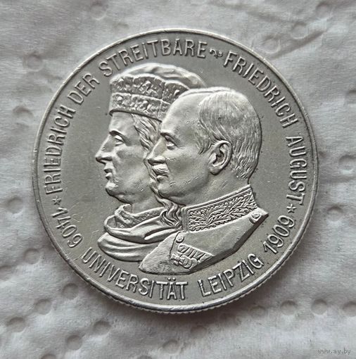 Саксония 2 марки 1909 Лейпцигский университет в блеске