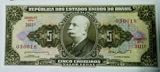РАСПРОДАЖА!!! - БРАЗИЛИЯ 5 крузейро 1962 год