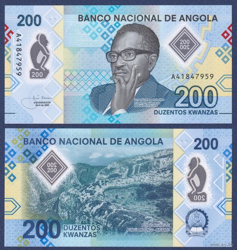 Ангола, 200 кванза 2020 г., P-W160 (полимер, серия A), UNC