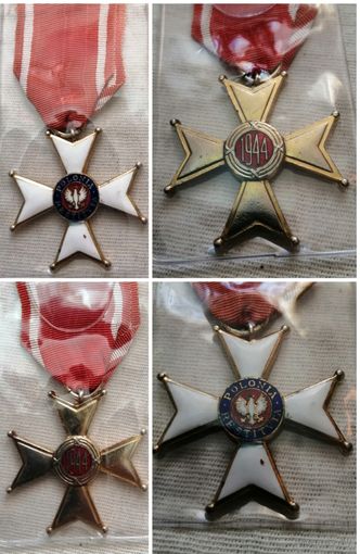 "Крест Возрождения 1944 г". Эмаль, бронза, с лентой.