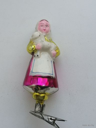 Елочная игрушка СССР Девочка с Козленком лот 1