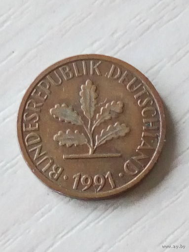 ФРГ 1 пфенниг 1991г./F/