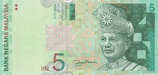 Малайзия 5 ринггит образца 2001 года UNC p41b бумага