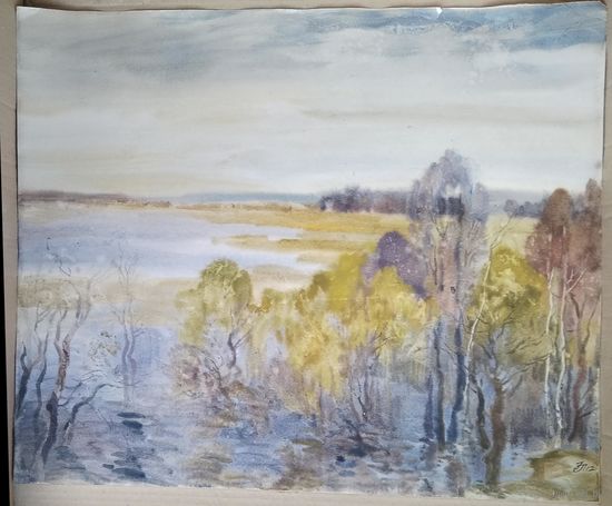 Лихоненко Н.И. Весенний разлив. Пастель. 50х60 см..