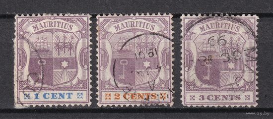 52.BrK. Великобритания. Колонии. Маврикий. Герб. Стандарт.1C, 2C, 3C. 1895/99 гг. Mi.##82-84.