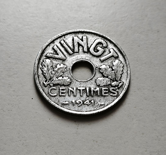 20 сантимов 1941, Франция, Режим Виши, лот фр-1.10