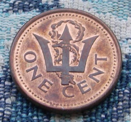 Барбадос 1 цент 2001 года, UNC. Трезубец Посейдона.