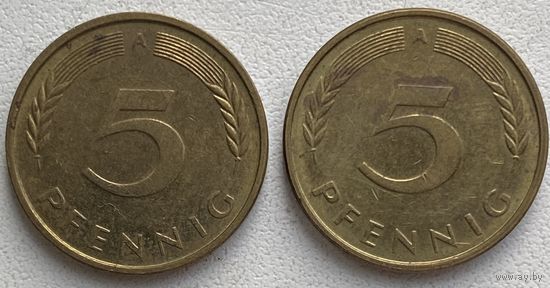 Германия 5 пфеннигов 1994 г. A. Цена за 1 шт.