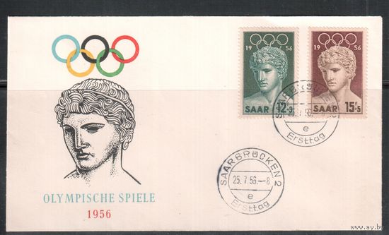 СААР-1956,(Мих.371-372)  ,  , Спорт, ОИ-1956, КПД