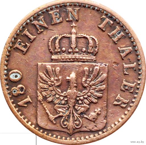 РАСПРОДАЖА!!! - ГЕРМАНИЯ ПРУССИЯ 2 пфеннига 1867 год