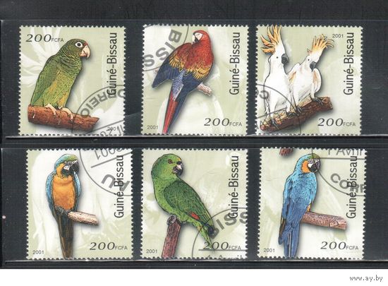 Гвинея-Биссау-2001(Мих.1422-1427)  гаш. , Фауна, Птицы, Попугаи (полная серия)